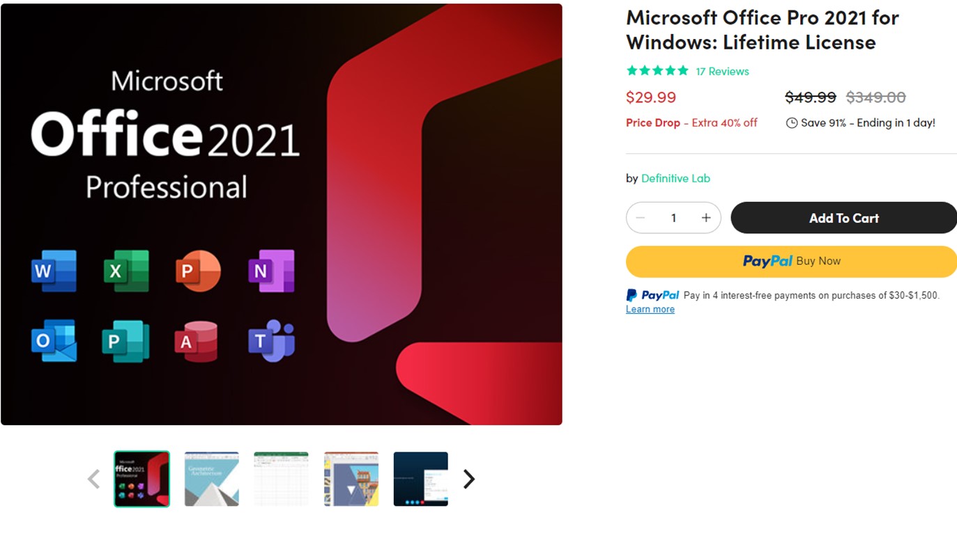 Kesepakatan Microsoft Office Pro 2021 untuk Windows