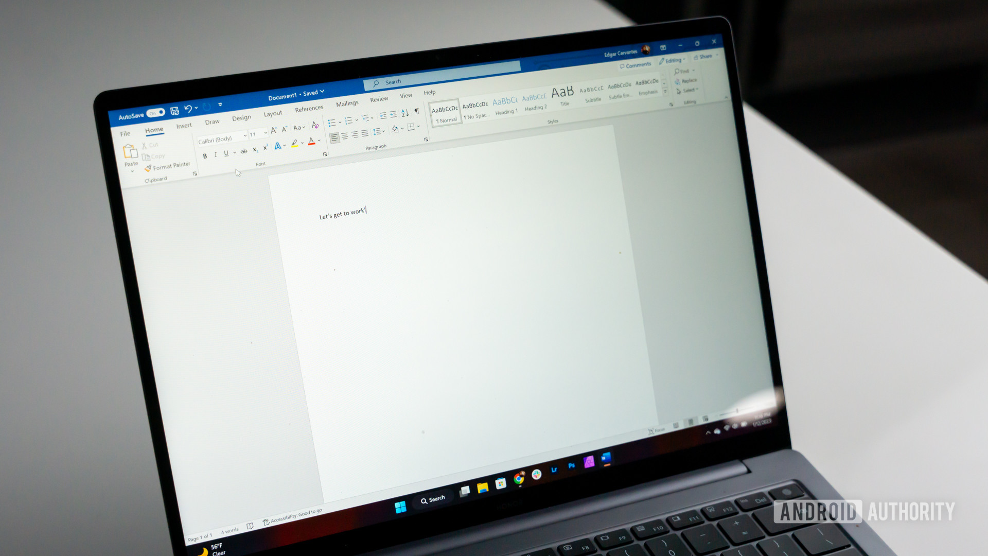 Microsoft Word on Windows laptop stock photo 5