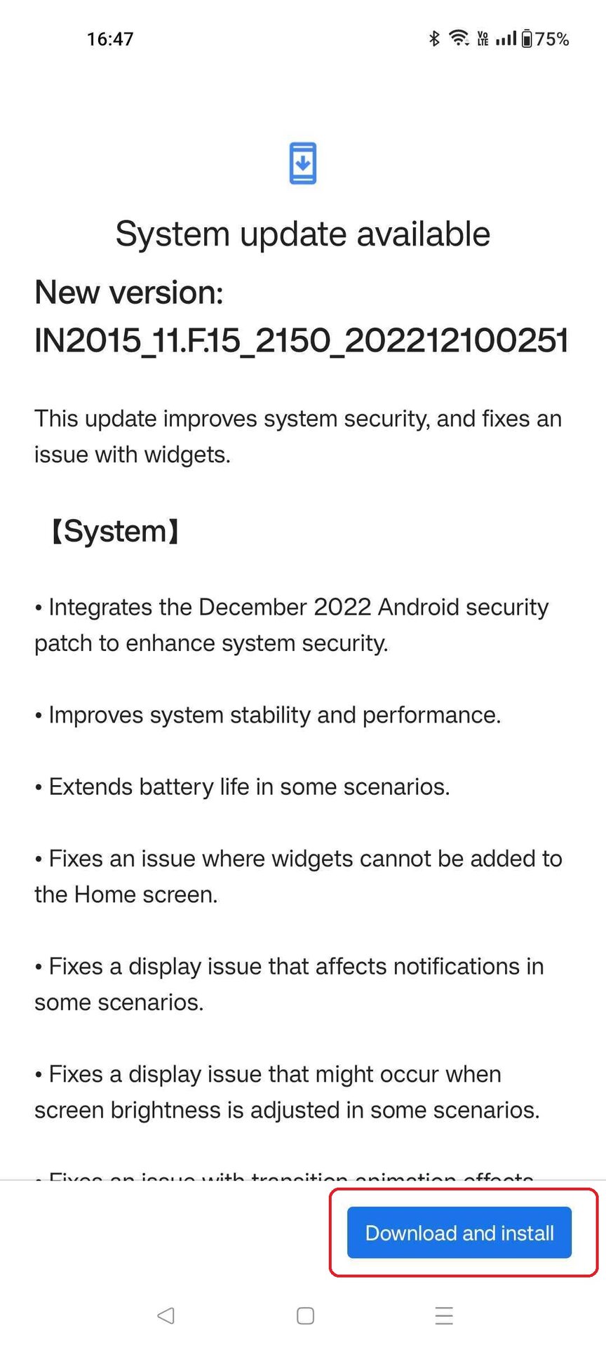 OnePlus 8 system update available