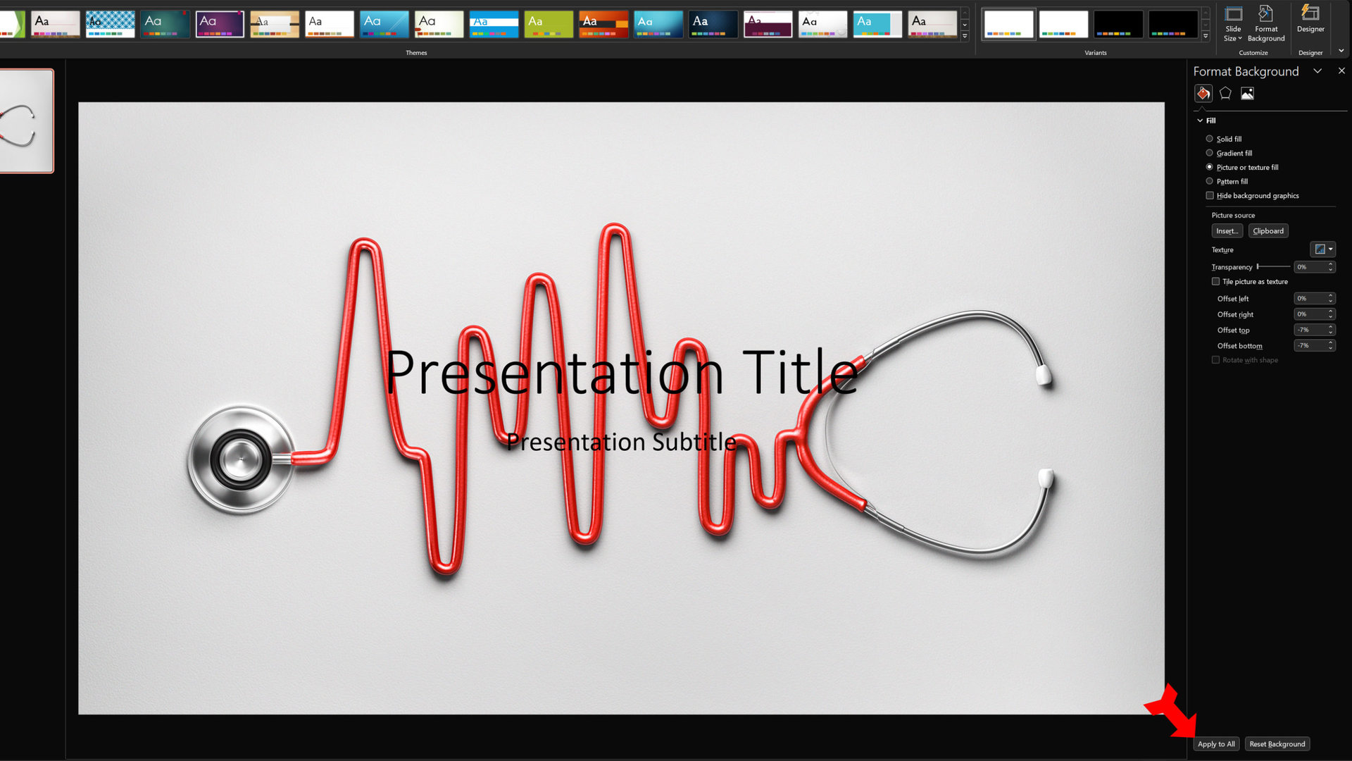 PowerPoint Background Image Click on Apply to All