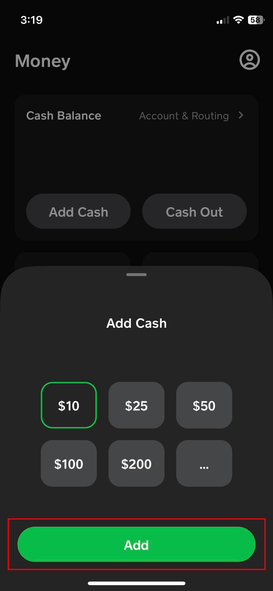 Send money from the bank account to your Cash App 3