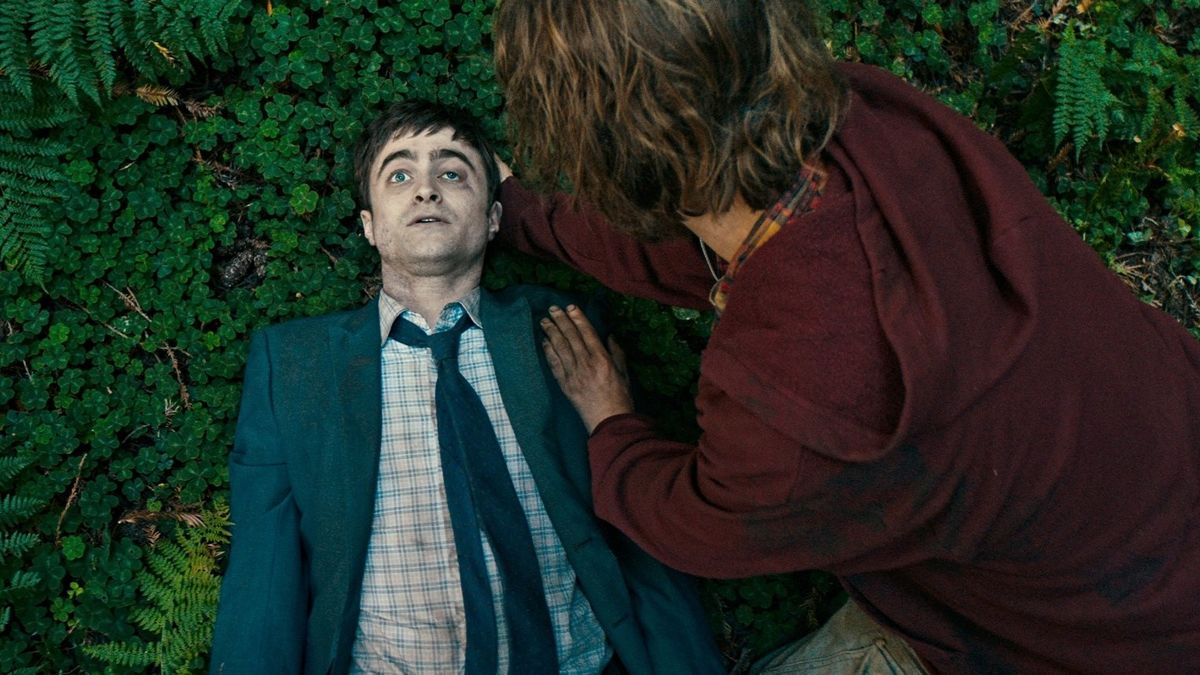 A man rests a hand on a corpse in Swiss Army Man - best new streaming movies