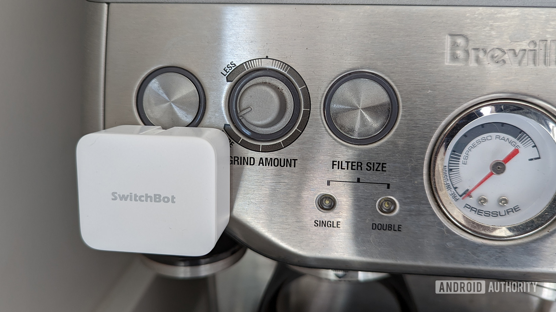 SwitchBot Bot on Espresso Machine