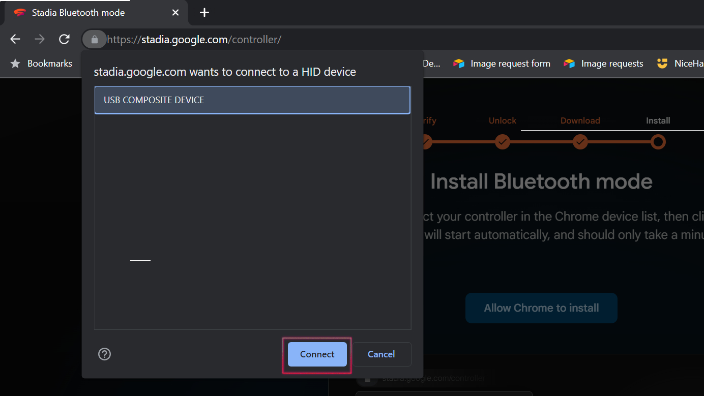 Update Stadia controller Bluetooth mode 12