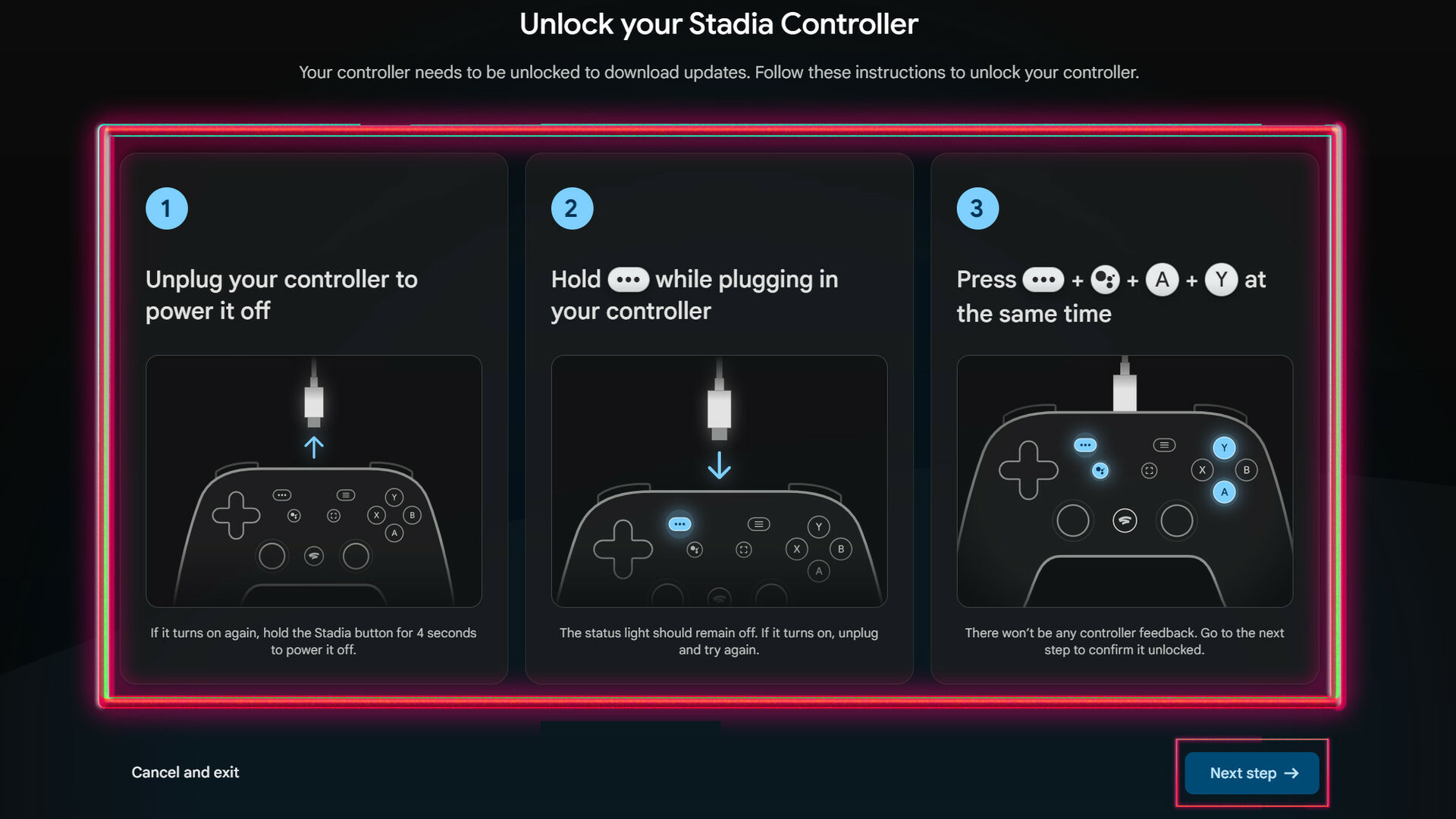 Update Stadia controller Bluetooth mode 8