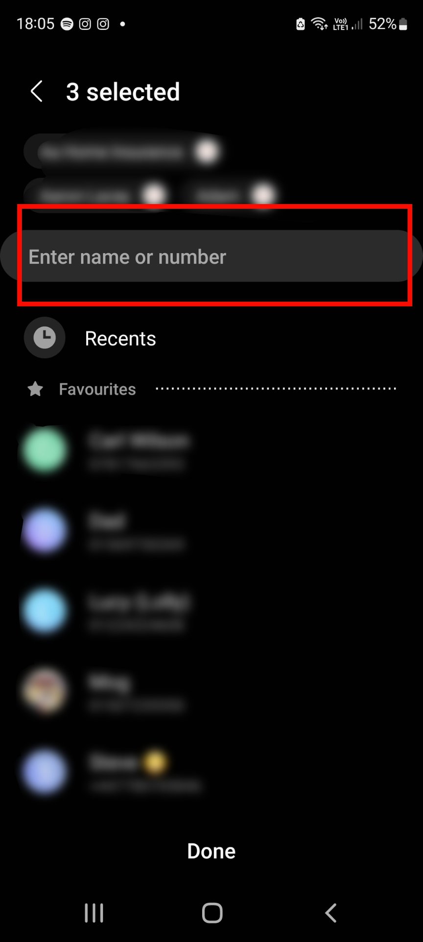 Enter contact to add someone to group text on Android.