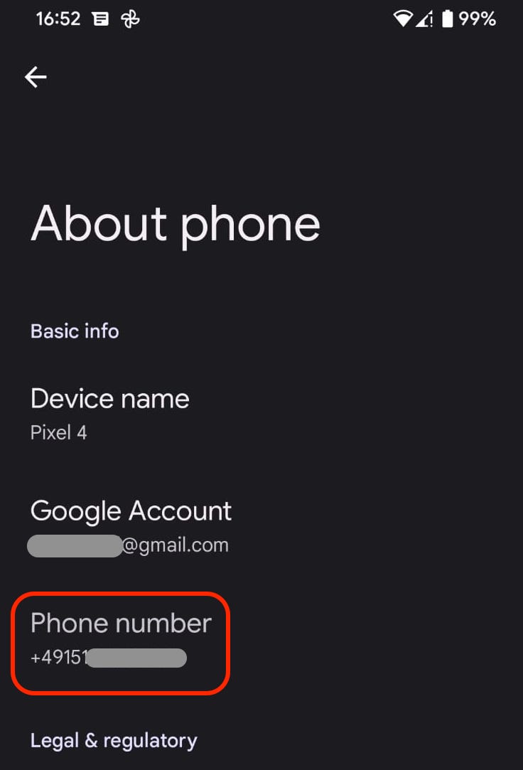 android find phone number