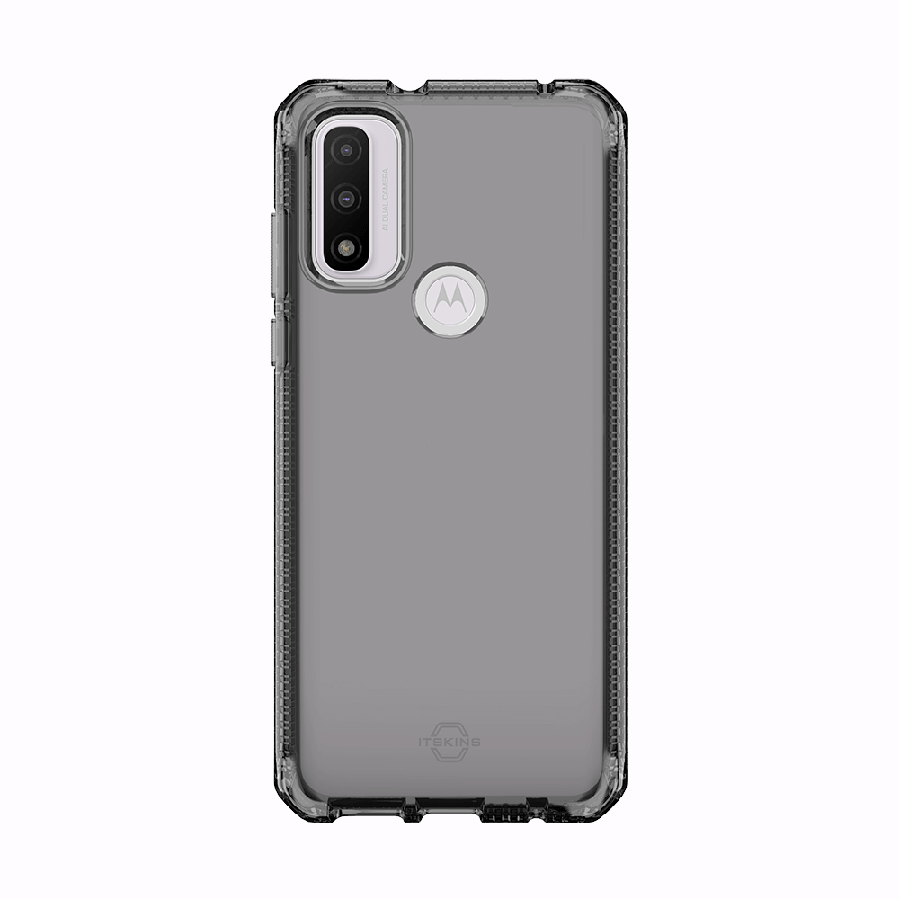 A product image of the Itskins spectrum clear antimicrobial case for the Moto G Pure showing the rear of the case.
