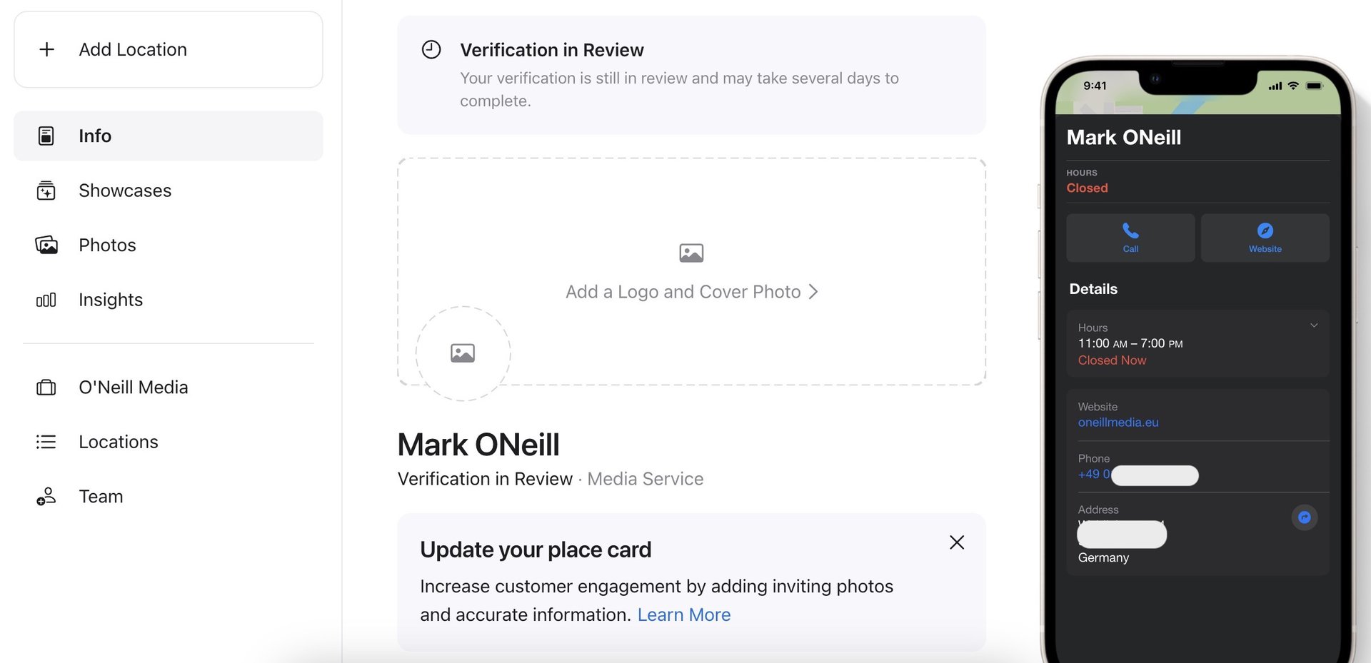 apple business connect verification