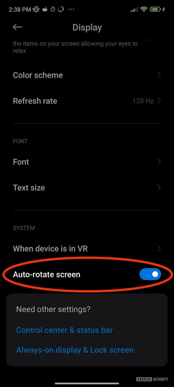 auto rotate screen android