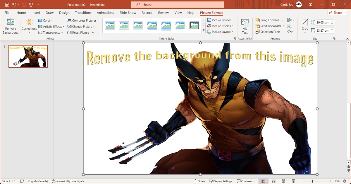 background removed in powerpoint