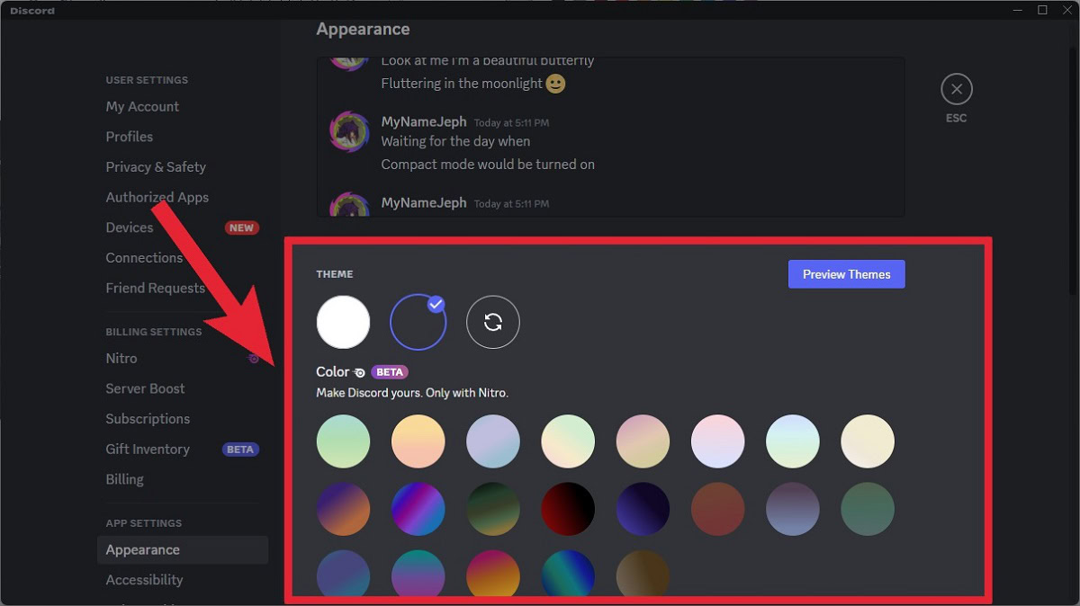 Change name & chat text color and custom profile backgrounds – Discord