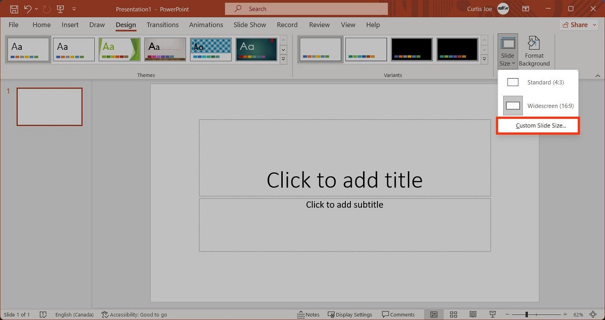 choose from sizes for slide powerpoint