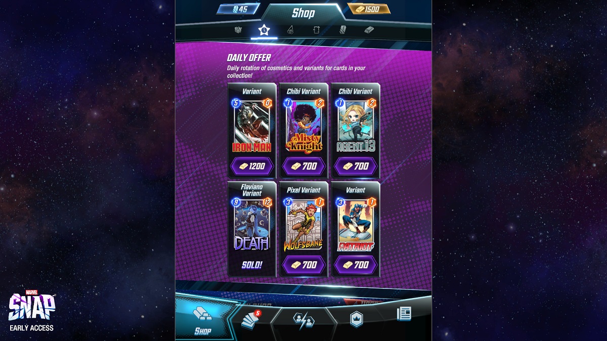 daily offer shop rotation within marvel snap