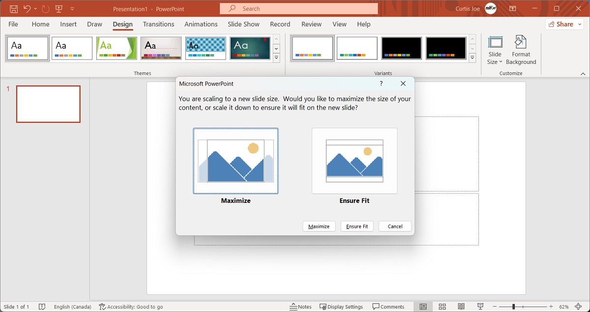fit the new slide size powerpoint
