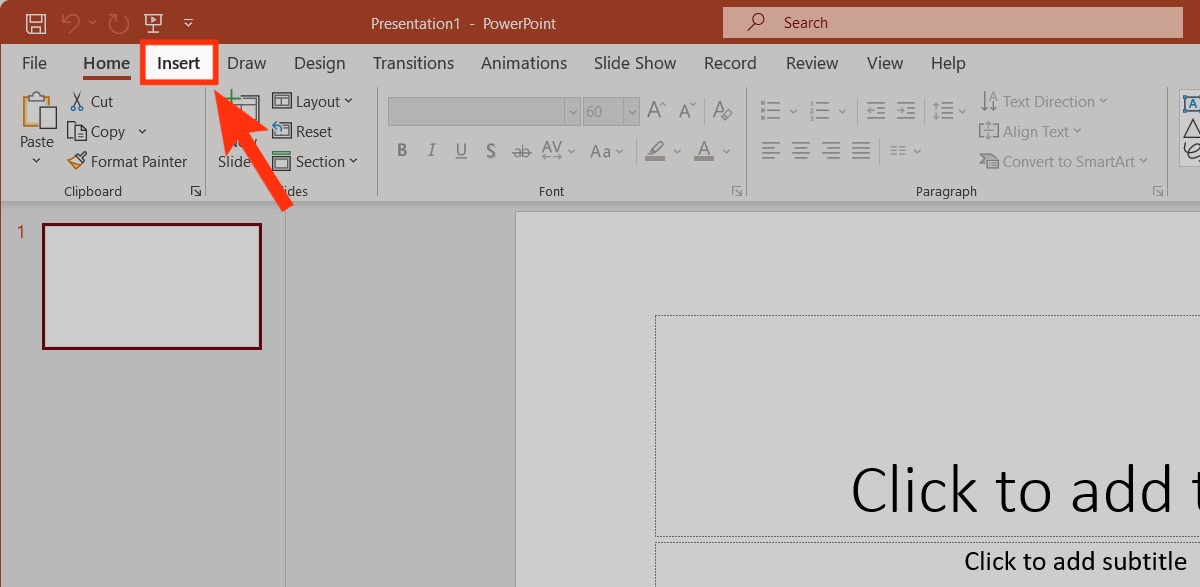 go to the insert tab within powerpoint