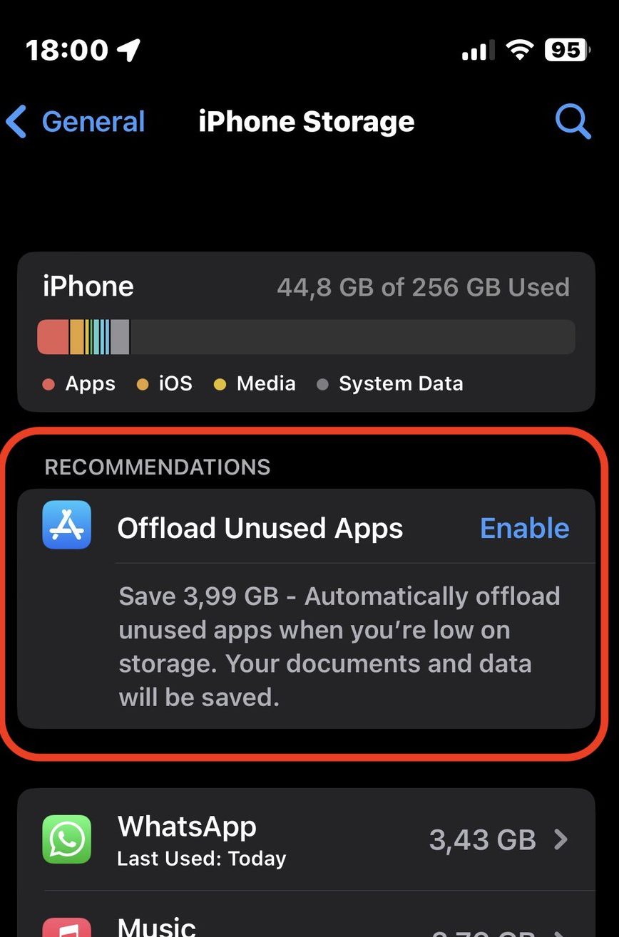 iphone automatic offloading