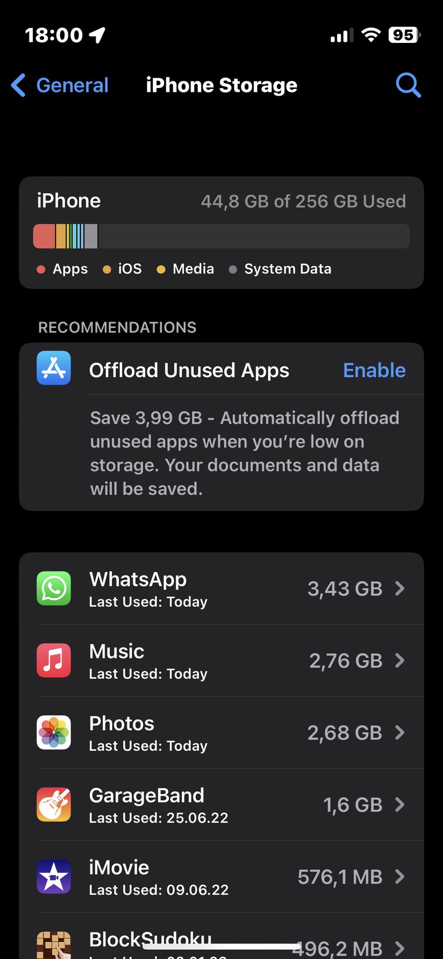 iphone storage app list