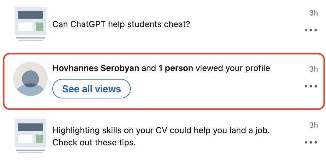 linkedin notification who viewed profile