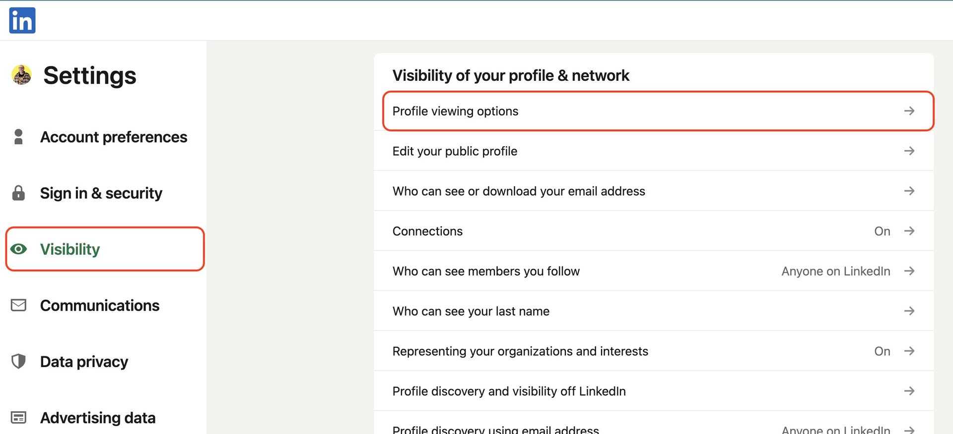 linkedin profile visibility