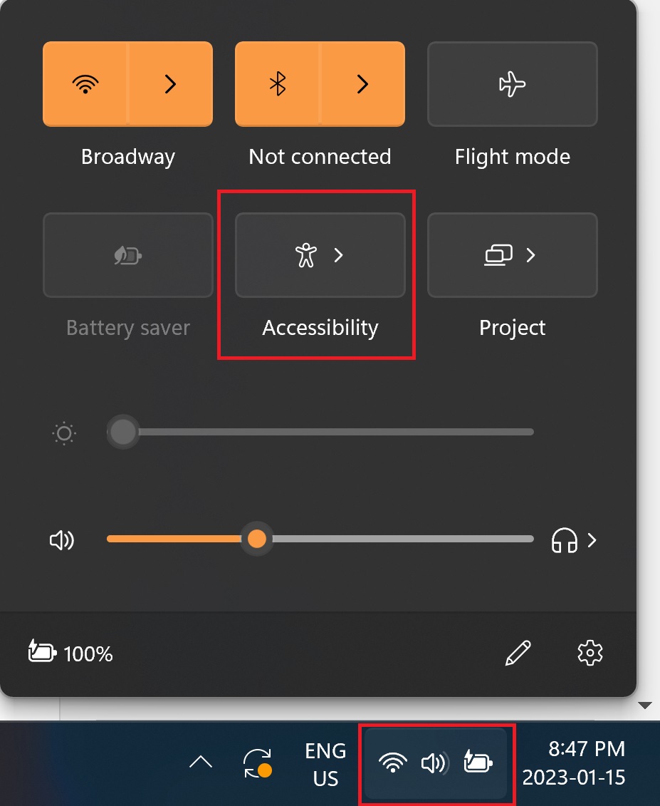 quick settings accessibility