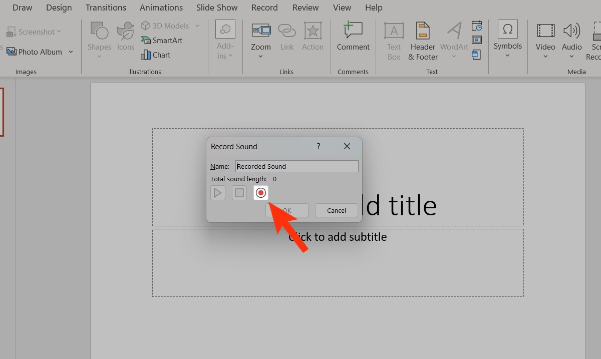 record your audio clip in powerpoint