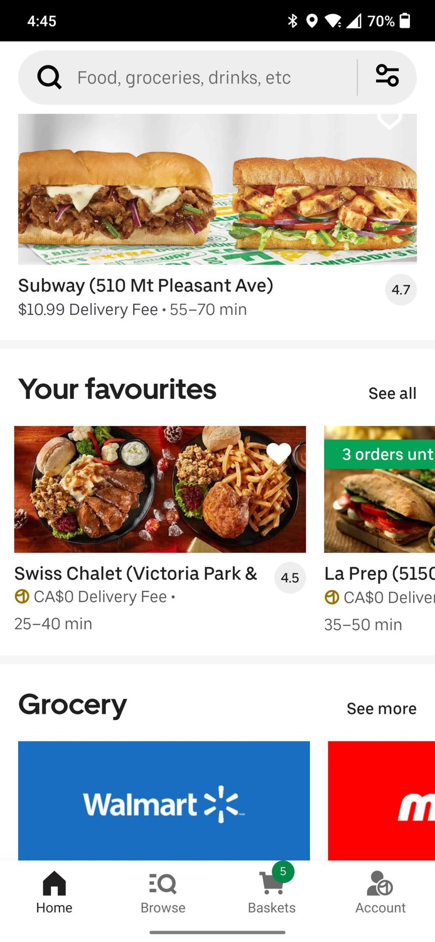 restaurant list on home page showing favorites