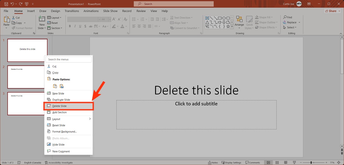 select multiple slides delete slide powerpoint