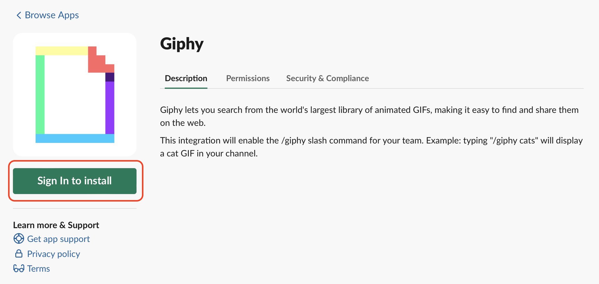 slack GIF giphy install