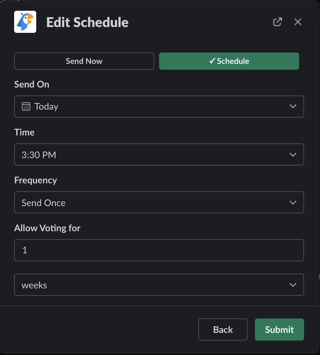 slack poll polly edit schedule