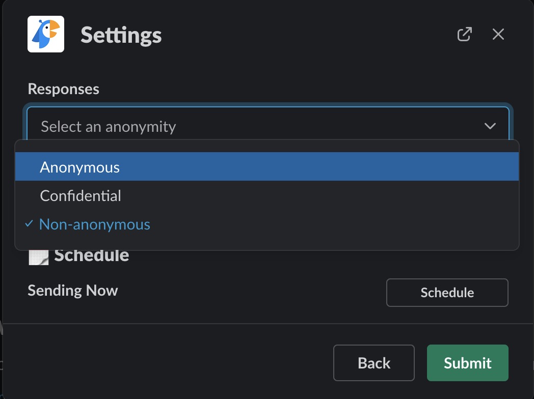 slack poll polly other settings anonymity