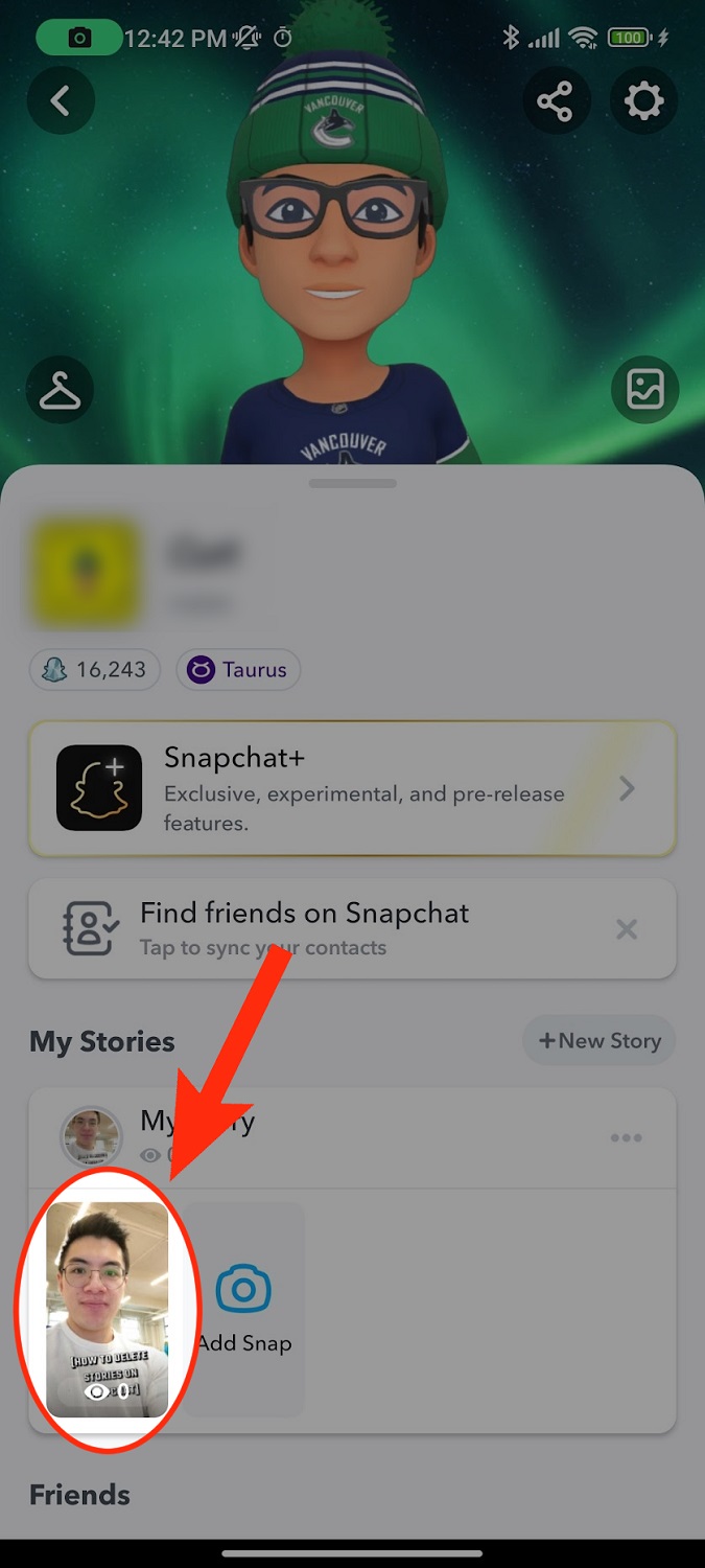 tap your story snapchat