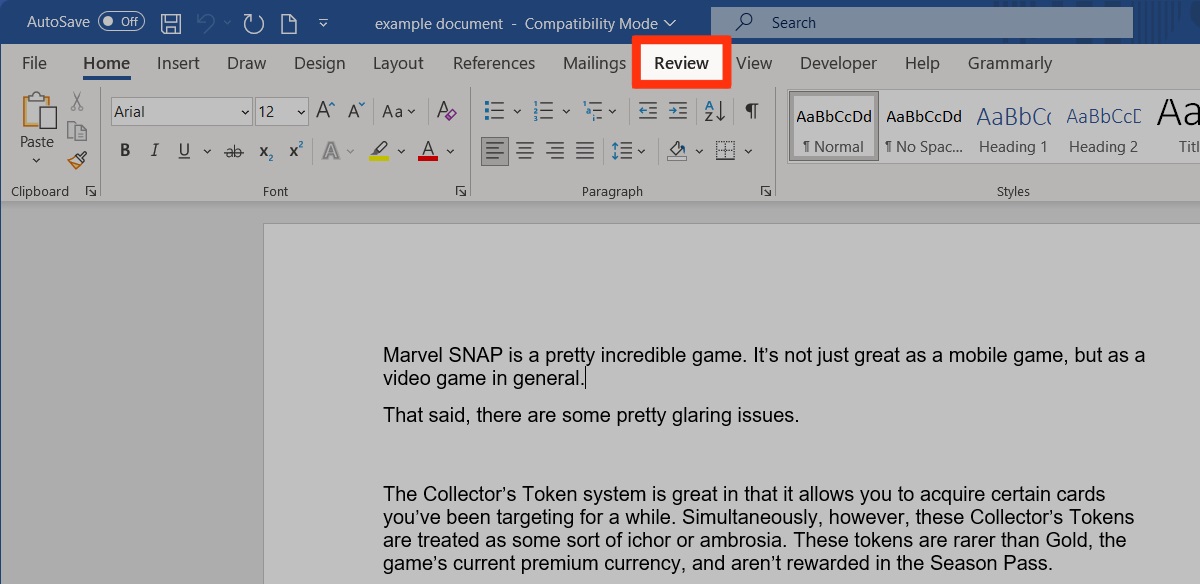 visit the review tab in word doc you want to compare