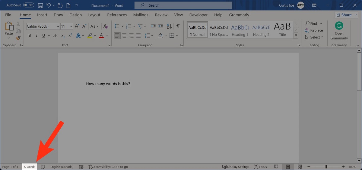word count in microsoft word