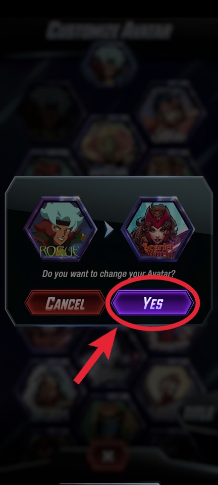 yes to change avatar marvel snap