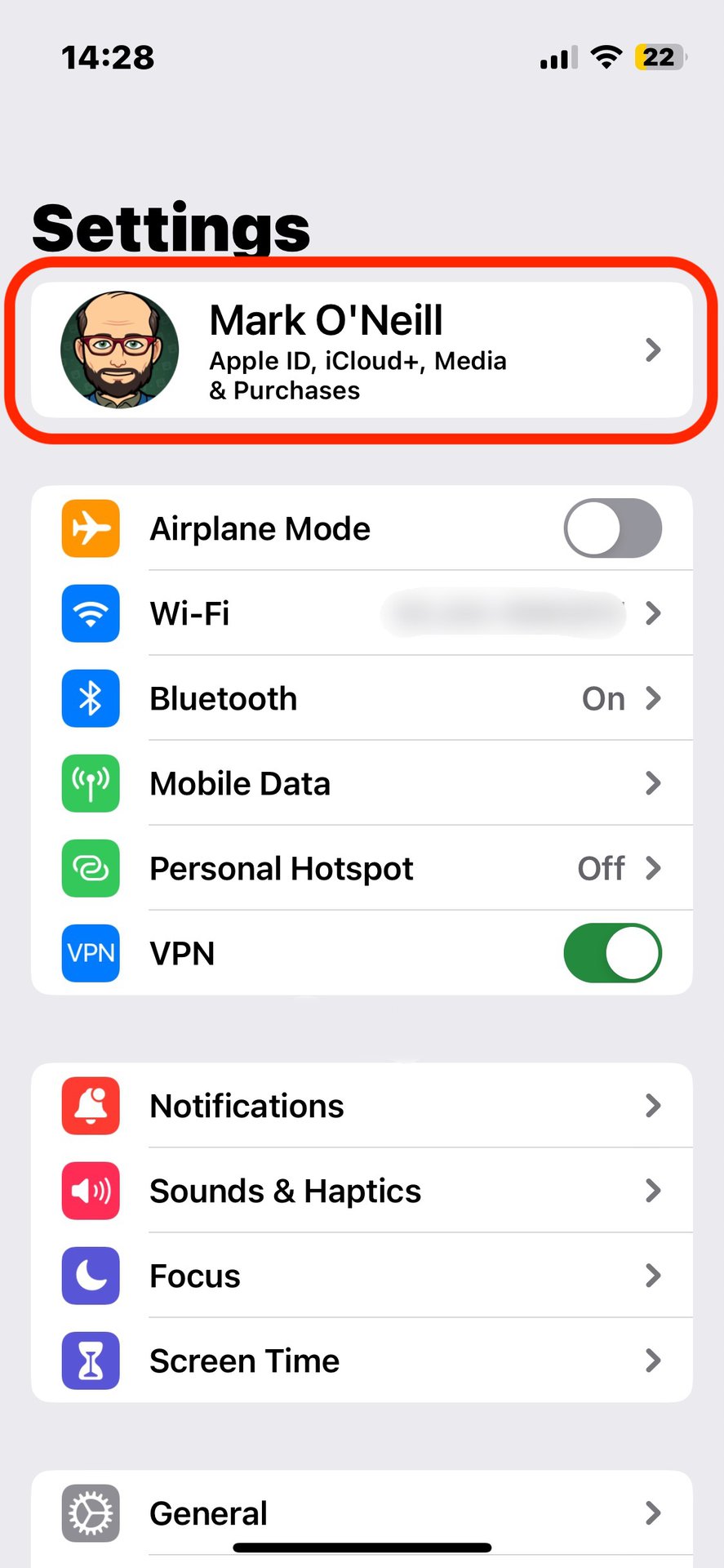 01 iPhone settings