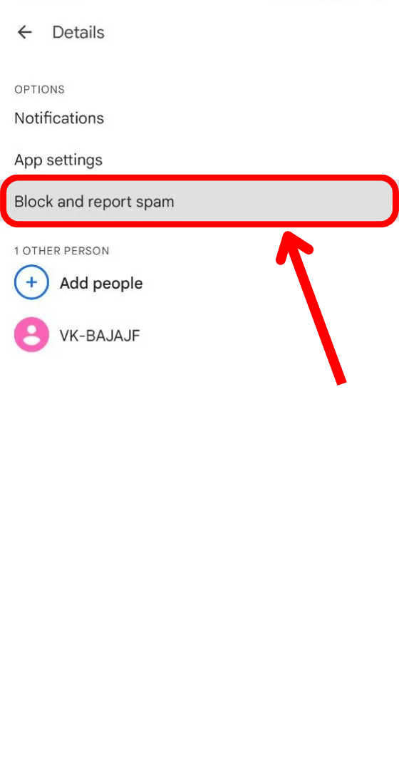 google message app chat box details block and report spam