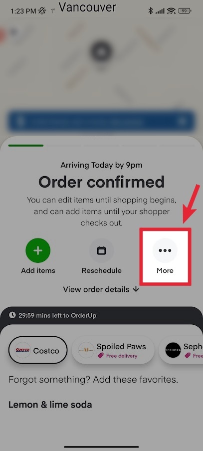 4 instacart mobile tap on more button