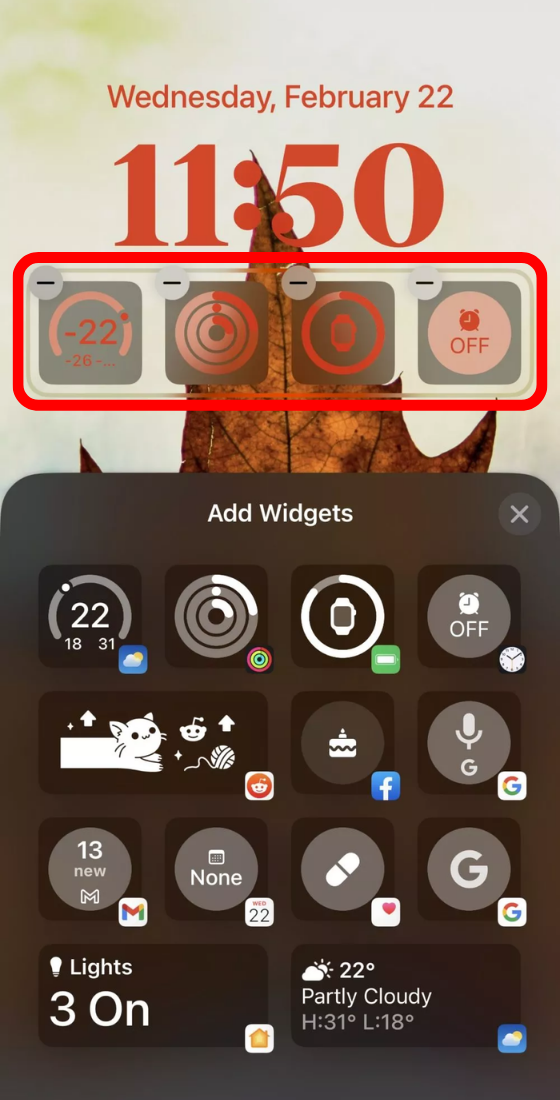iphone settings wallpaper widget tray