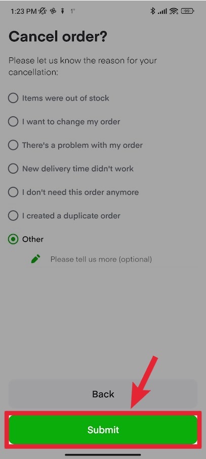 7 instacart mobile submit cancellation request