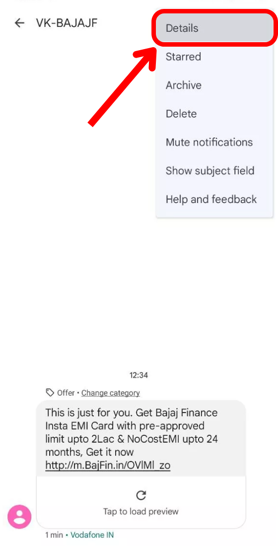 google message app chat box details
