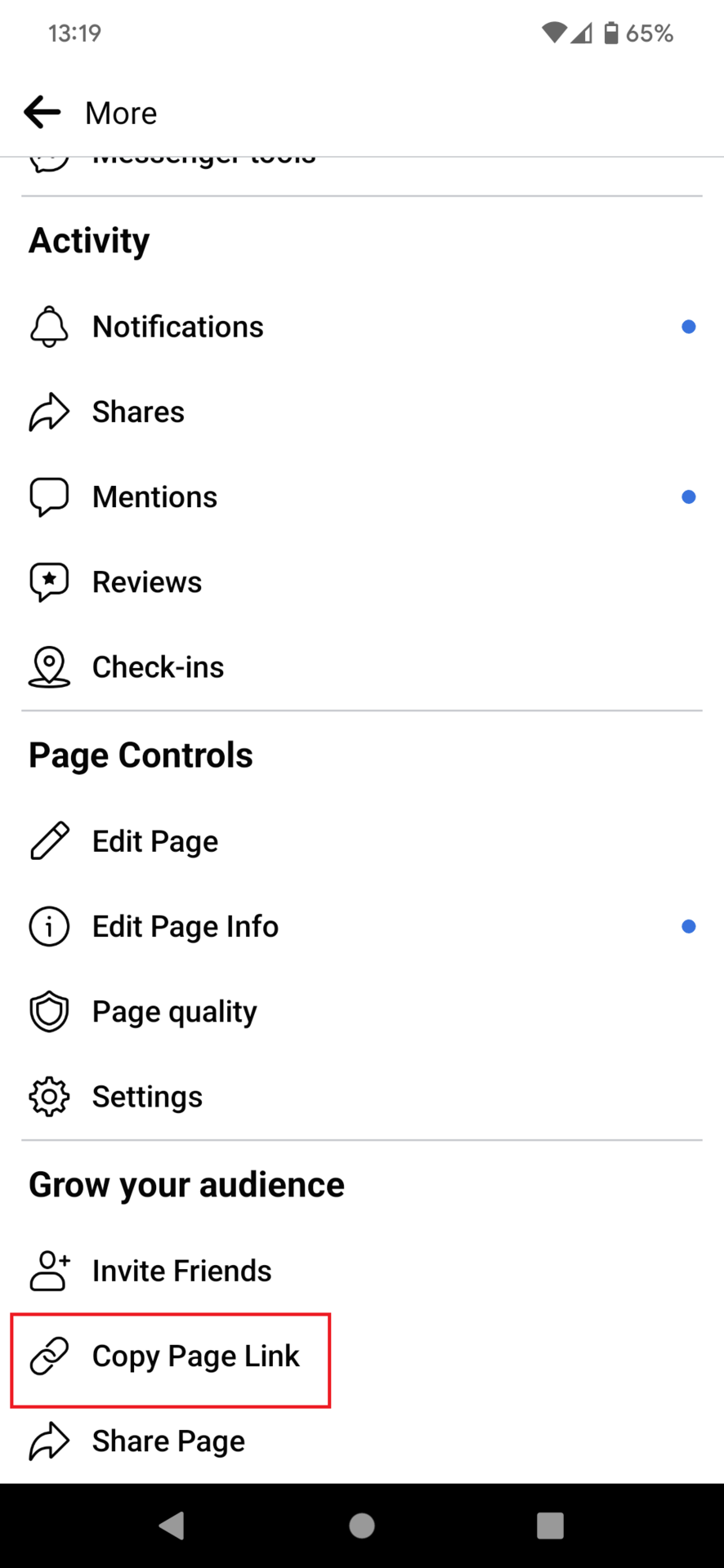 Android Authority Facebook Page Menu