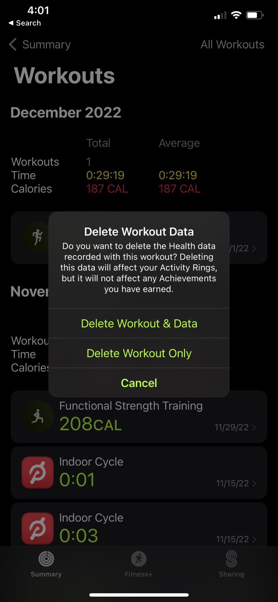 Apple Fitness App Delete Workout Options