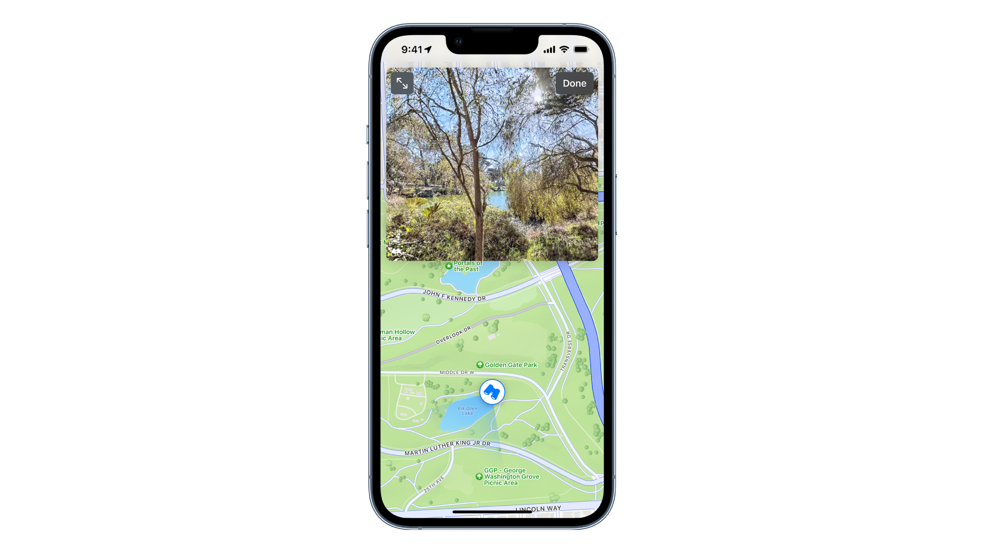 Apple Maps Look Around on an iPhone