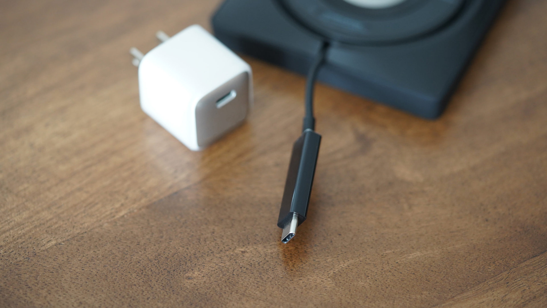 The USB-C cable requires a wall charger purchased separately.