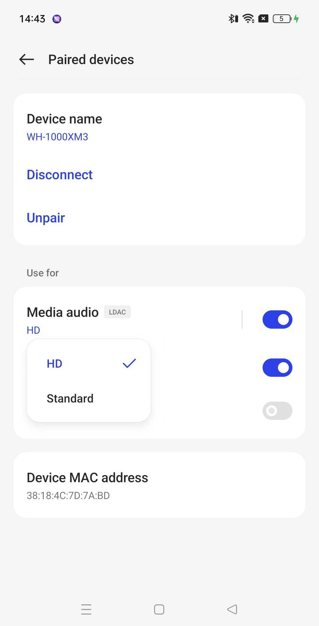 Bluetooth Codec Selection OPPO