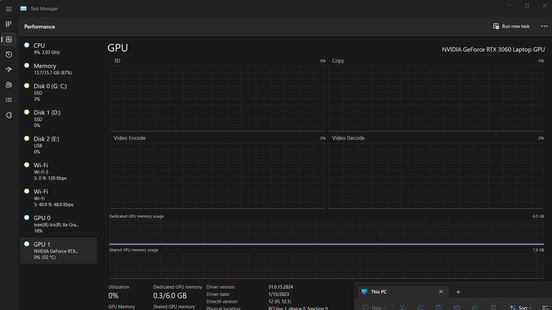 Checking a GPU in the Windows 11 Task Manager