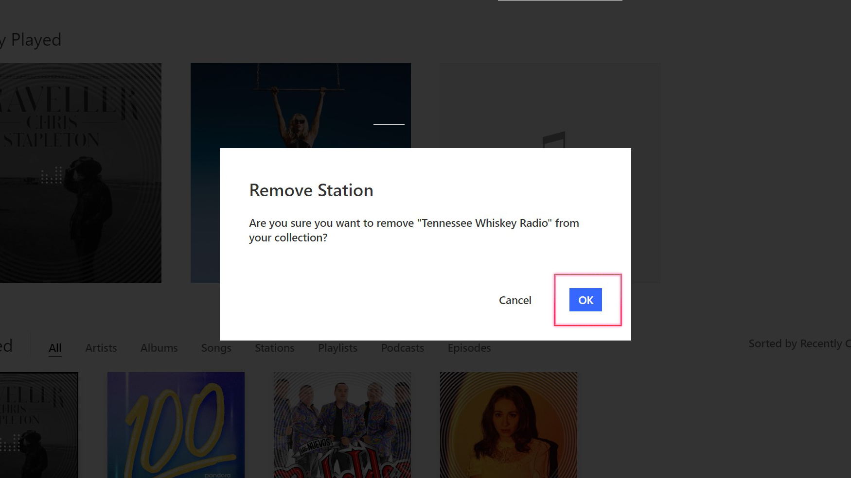 Delete Pandora station on the web 4