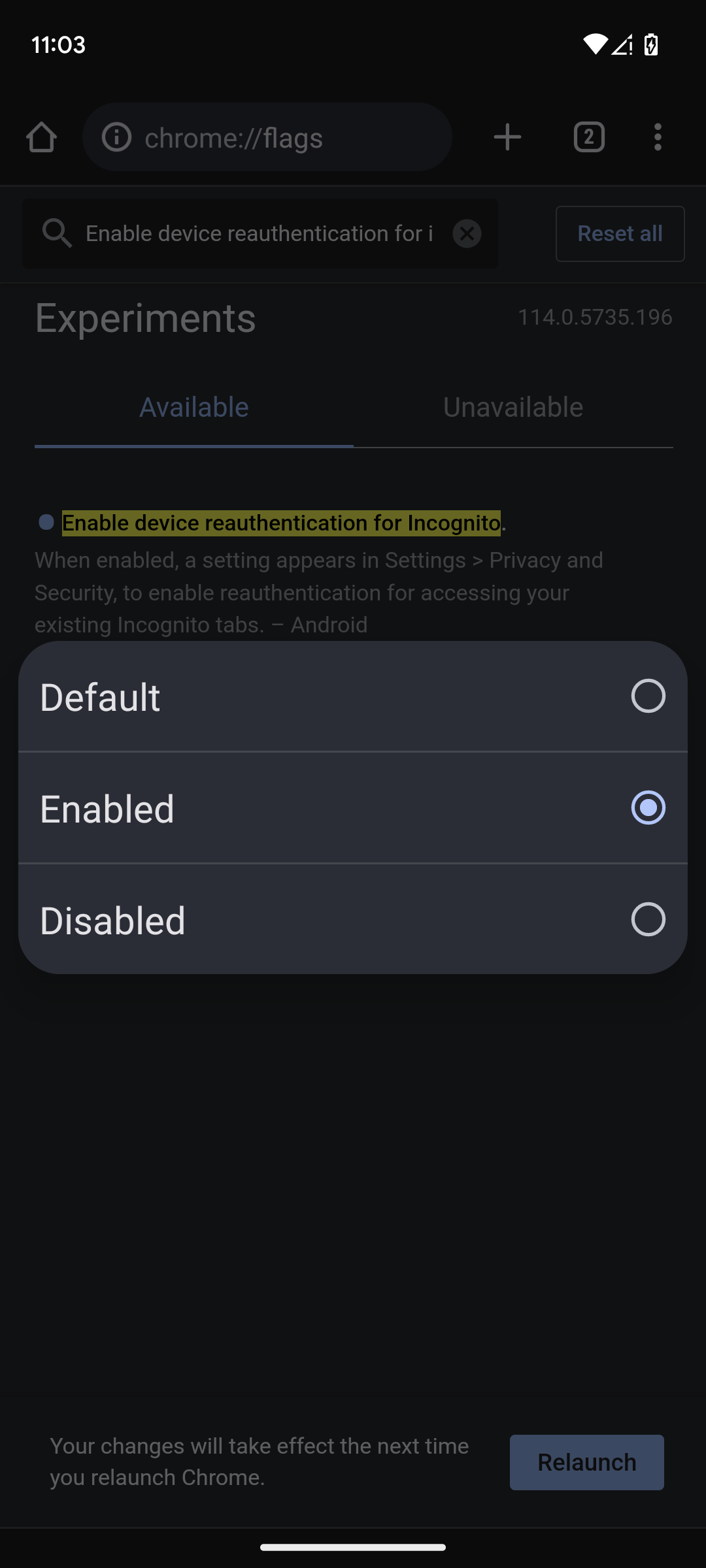 Enable device reauthentication for Incognito 2