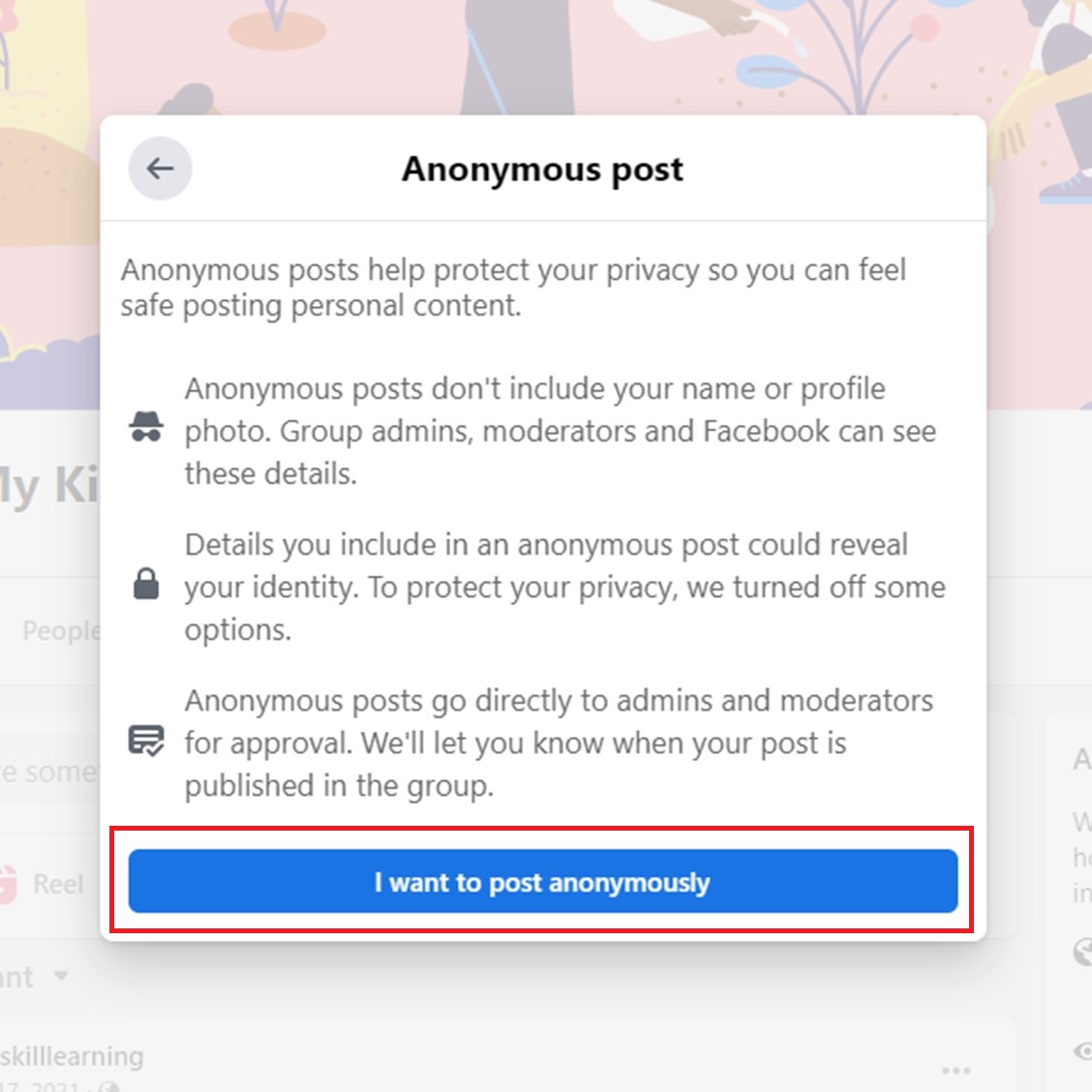 Facebook Anonymous Post Advisory